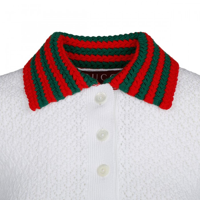 Cotton lace polo shirt