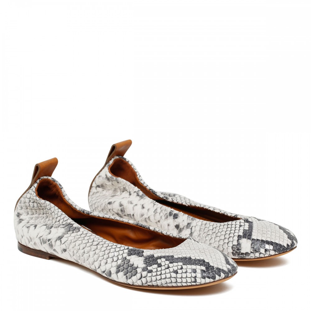 Python embossed leather ballerinas