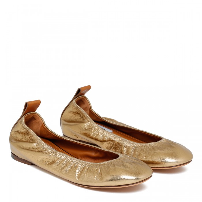 Metallic gold leather ballerinas
