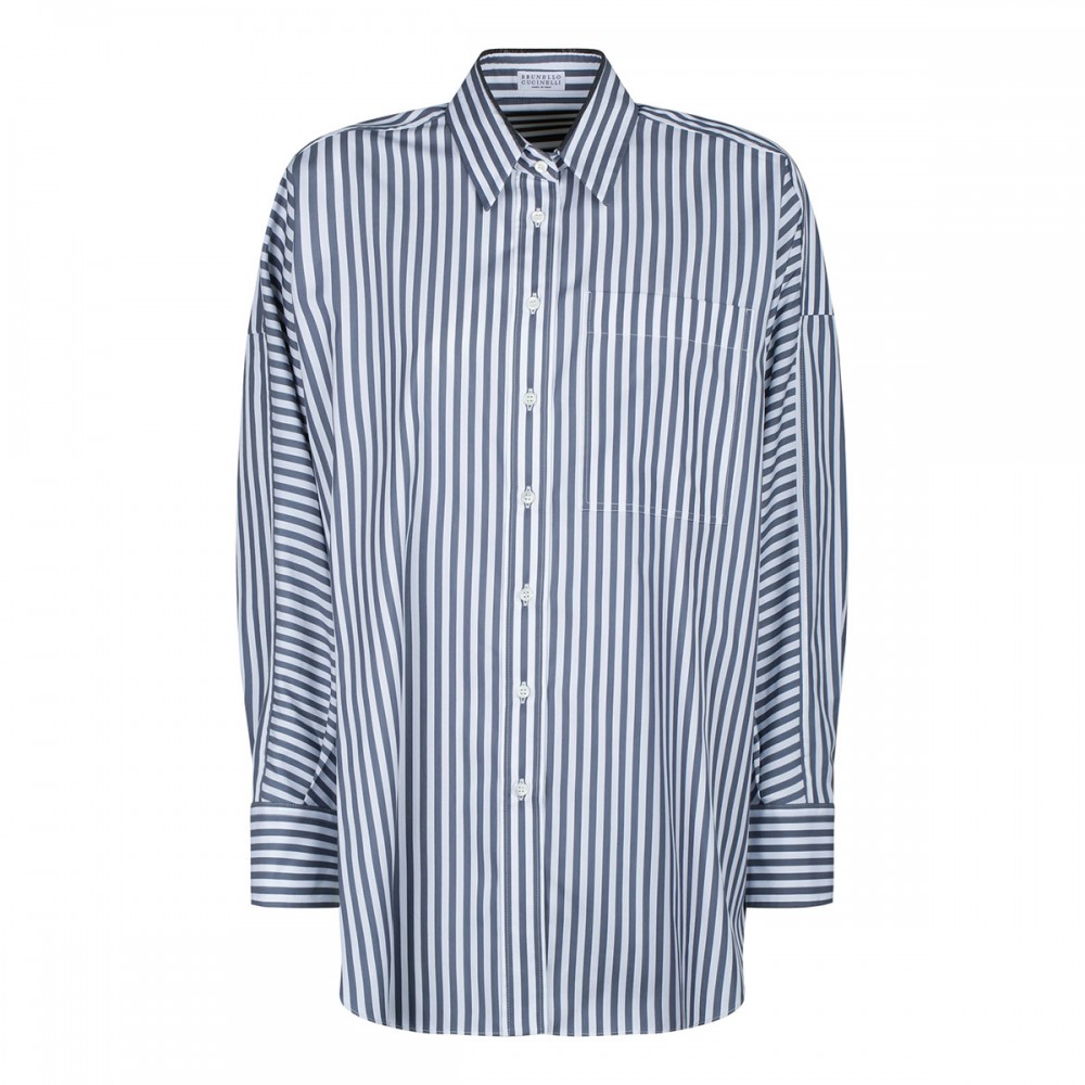 Striped cotton blend shirt