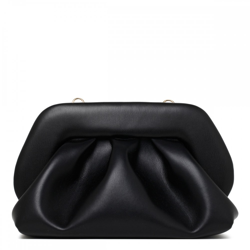 Tia black vegan fabric clutch bag