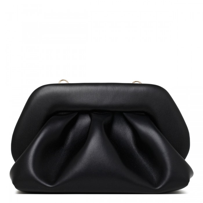 Tia black vegan fabric clutch bag