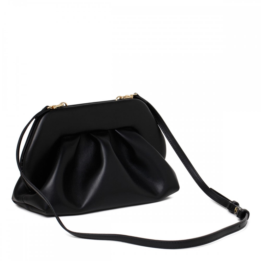 Tia black vegan fabric clutch bag