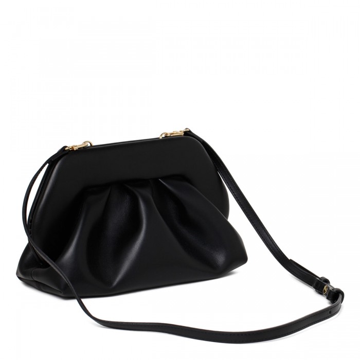 Tia black vegan fabric clutch bag