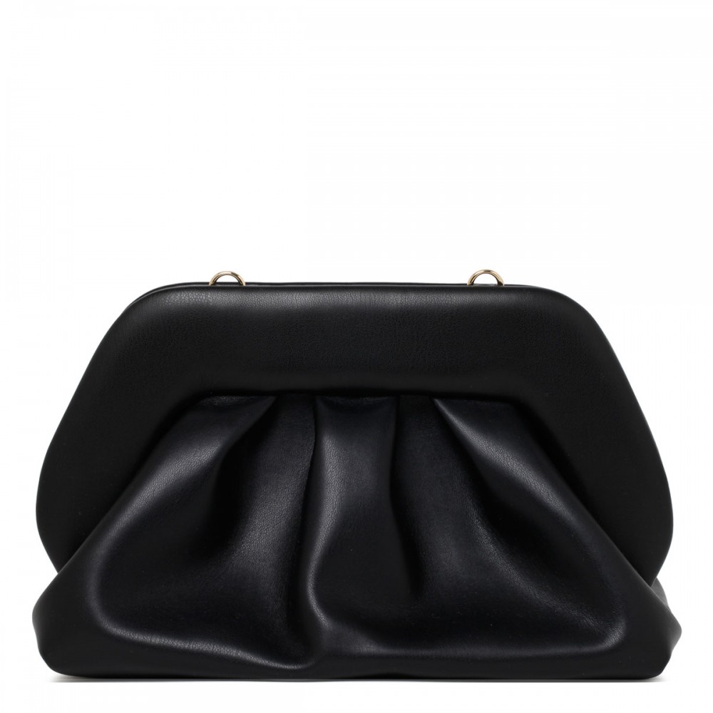 Tia black vegan fabric clutch bag