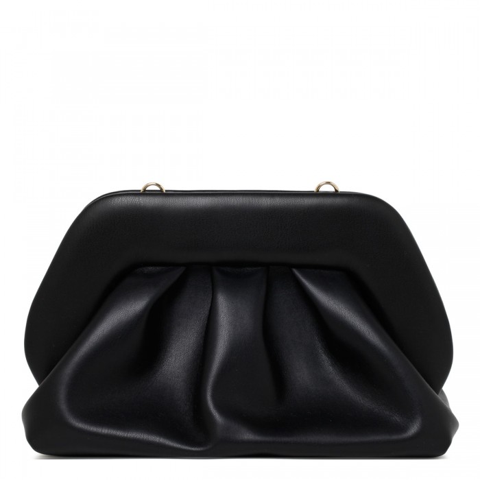 Tia black vegan fabric clutch bag