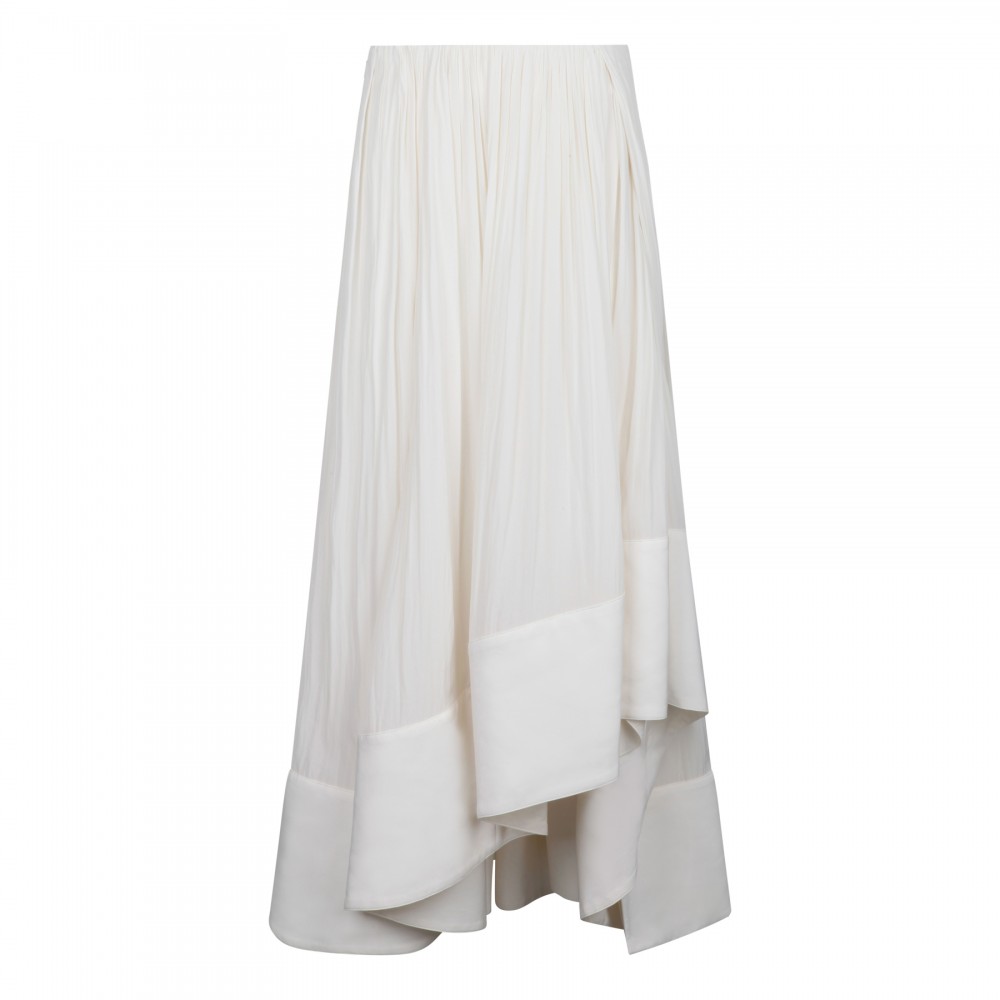 Off-white pleated midi skirt
