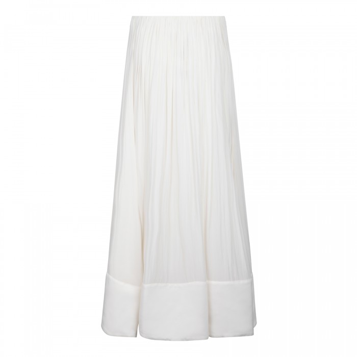 Off-white pleated midi skirt