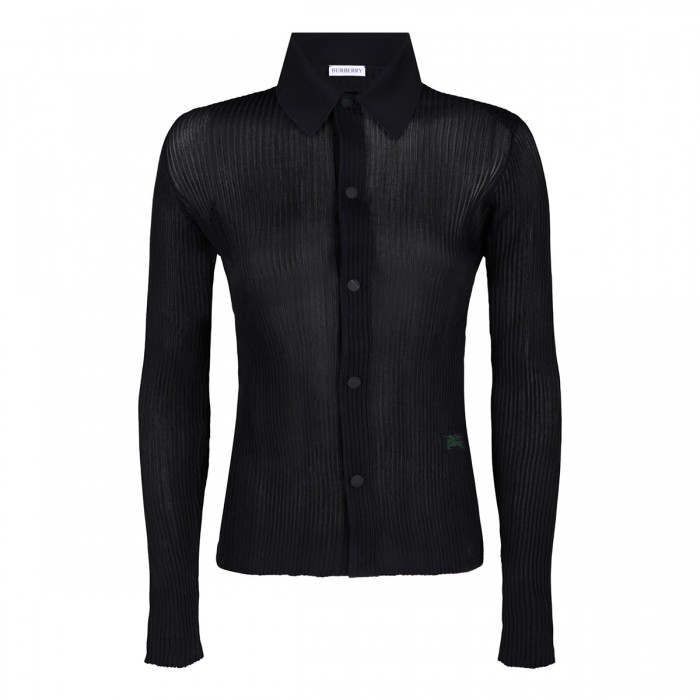 Black rib-knit shirt