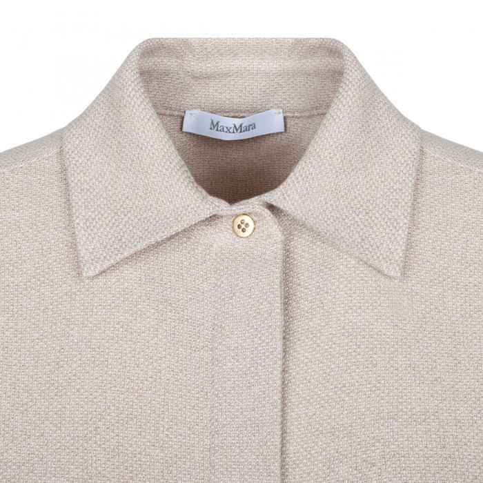 Beige cotton sleeveless shirt dress