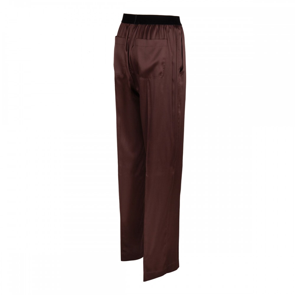 Dark brown silk satin pants