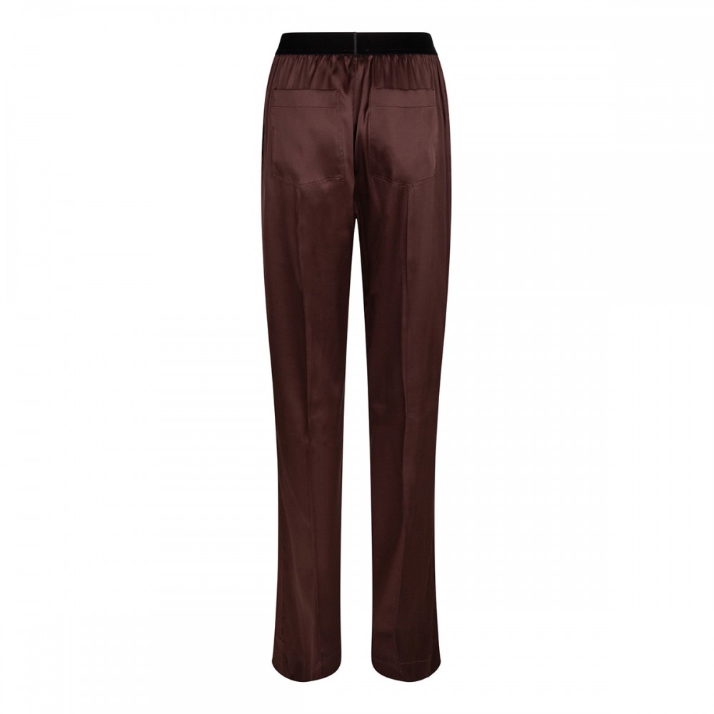 Dark brown silk satin pants