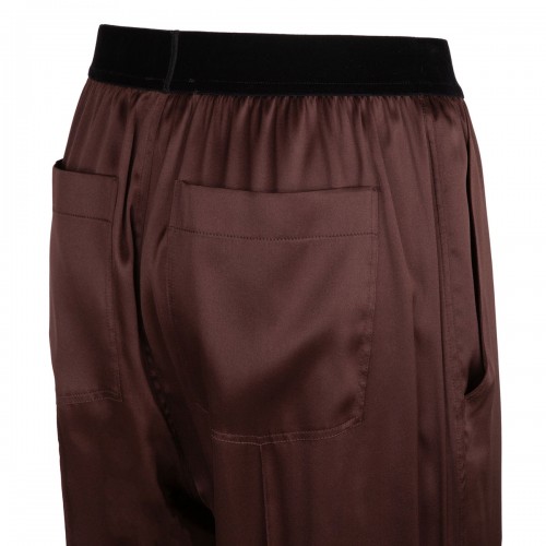 Dark brown silk satin pants 2