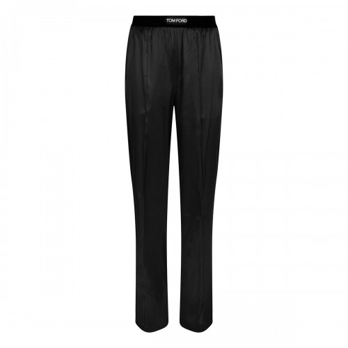 Black silk satin pants