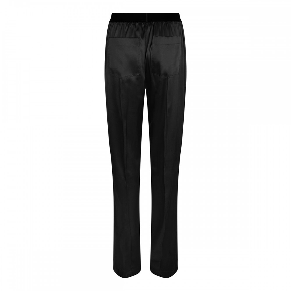 Black silk satin pants