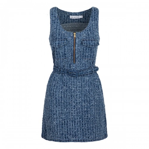 Textured denim mini dress
