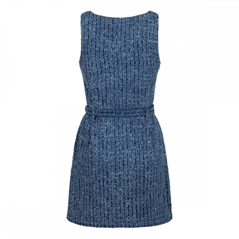 Textured denim mini dress