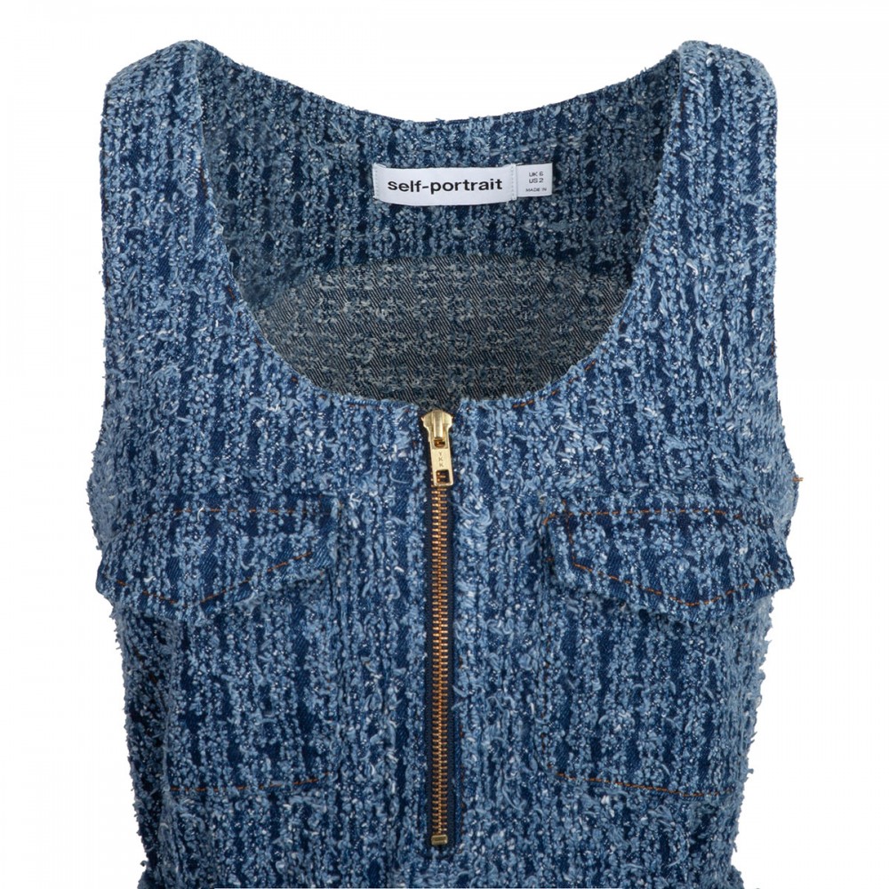 Textured denim mini dress