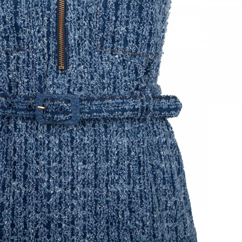 Textured denim mini dress