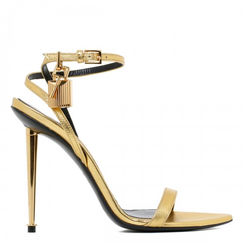 Padlock golden leather sandals