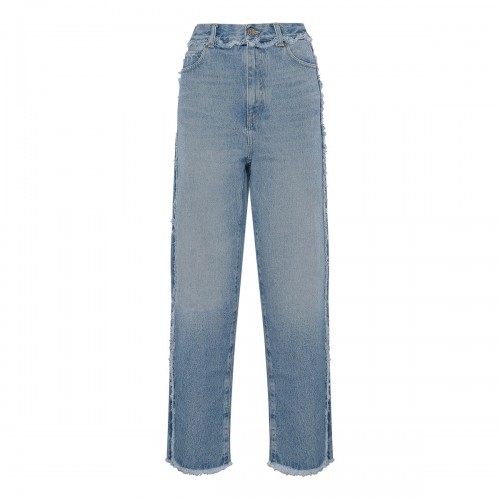 Fringed regular denim jeans