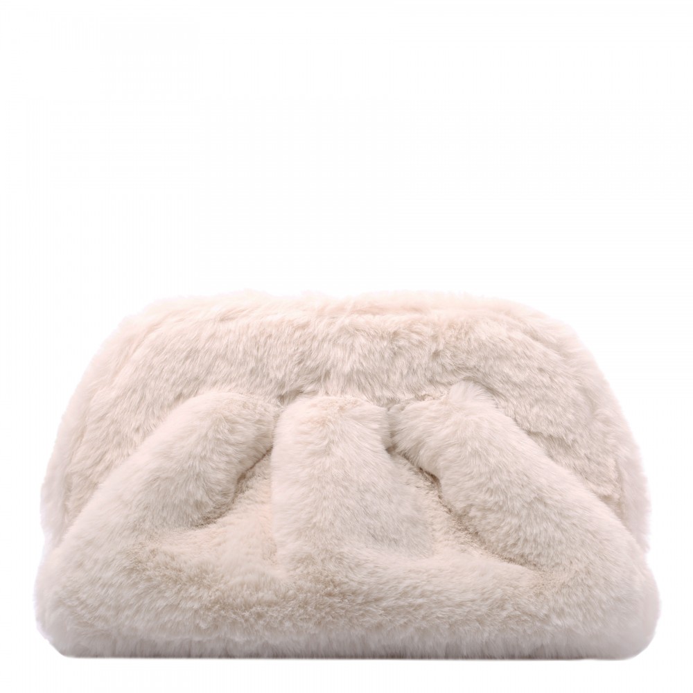 Tia ivory faux fur clutch bag
