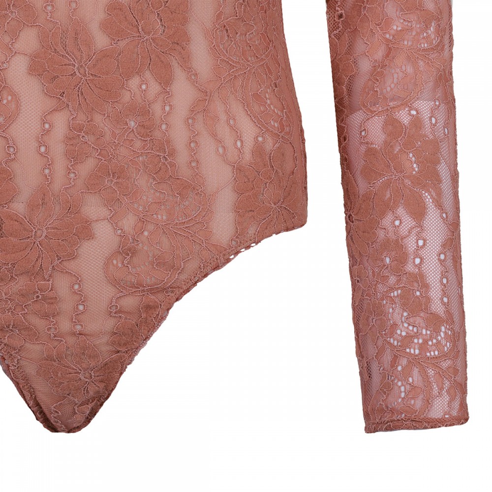 Blush hue lace bodysuit