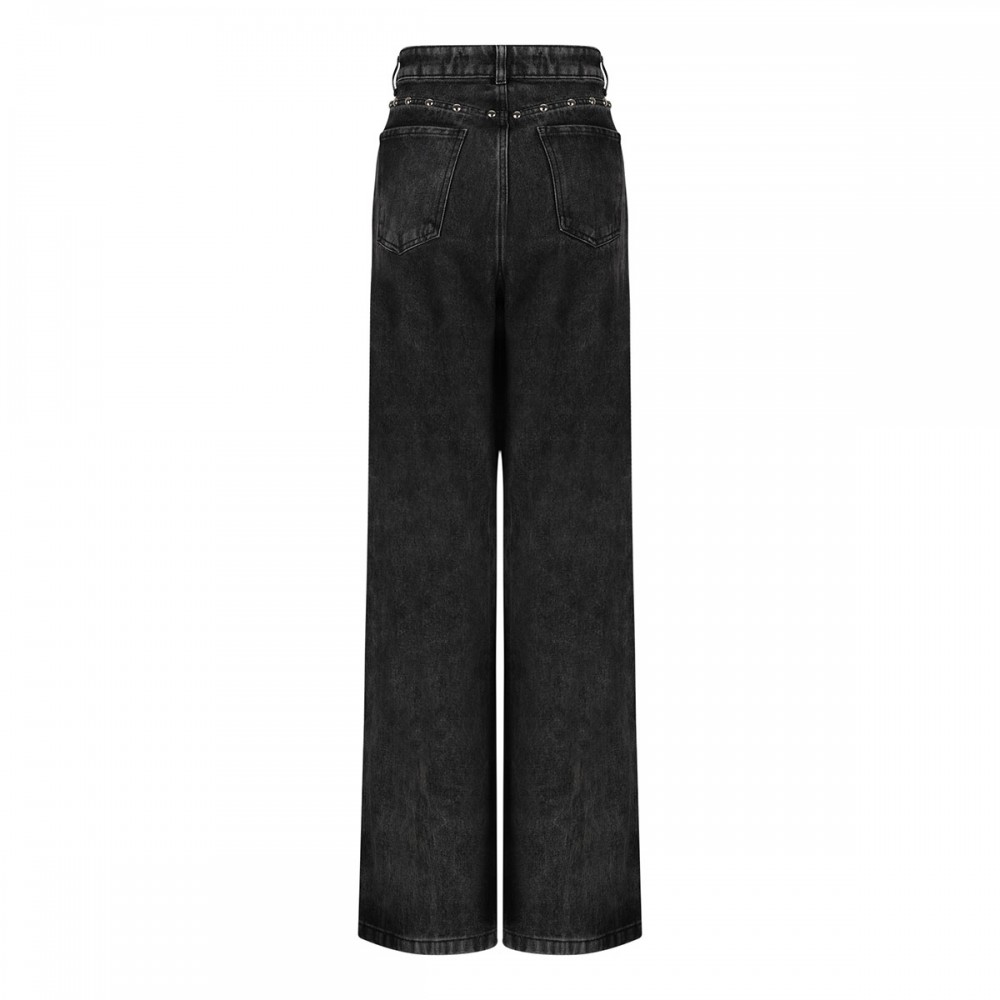 Studded dark gray denim jeans