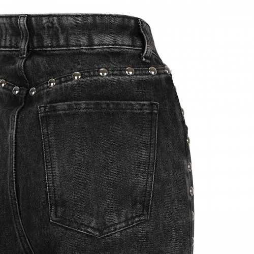 Studded dark gray denim jeans 2