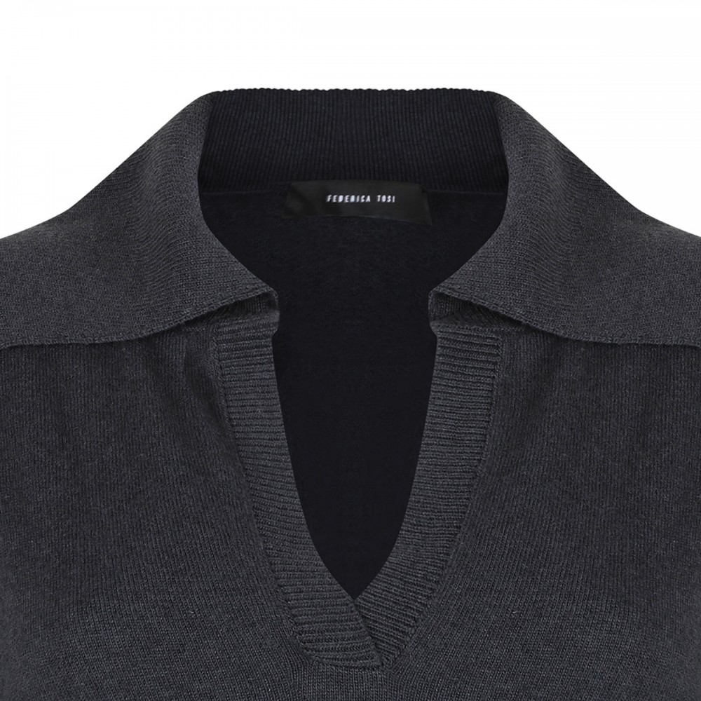 Cashmere blend polo-sweater
