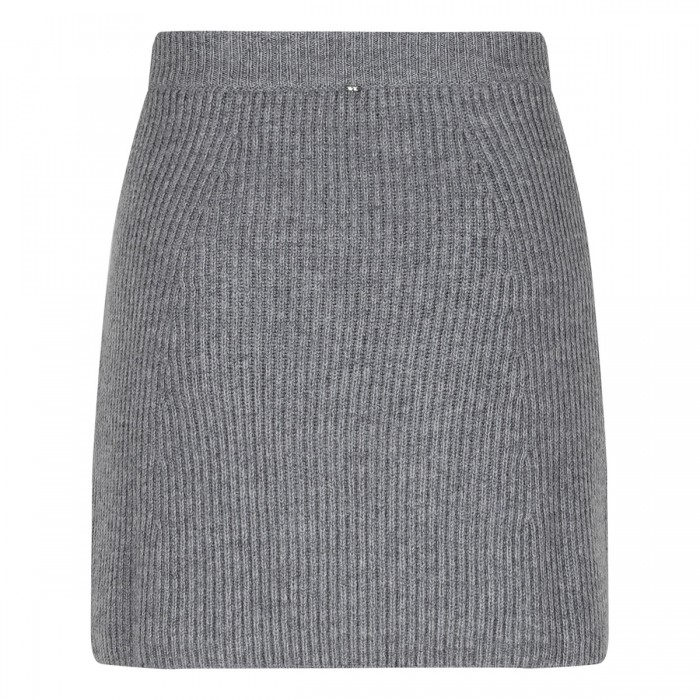 Gray ribbed-knit wool blend skirt