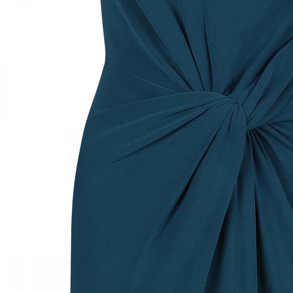 Asymmetric satin crepe maxi dress