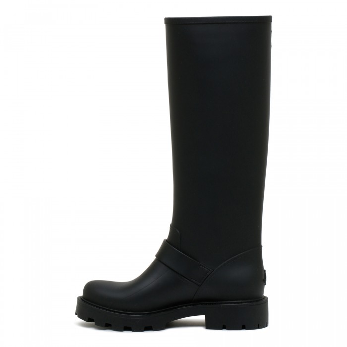 Yael flat tall black rain boots