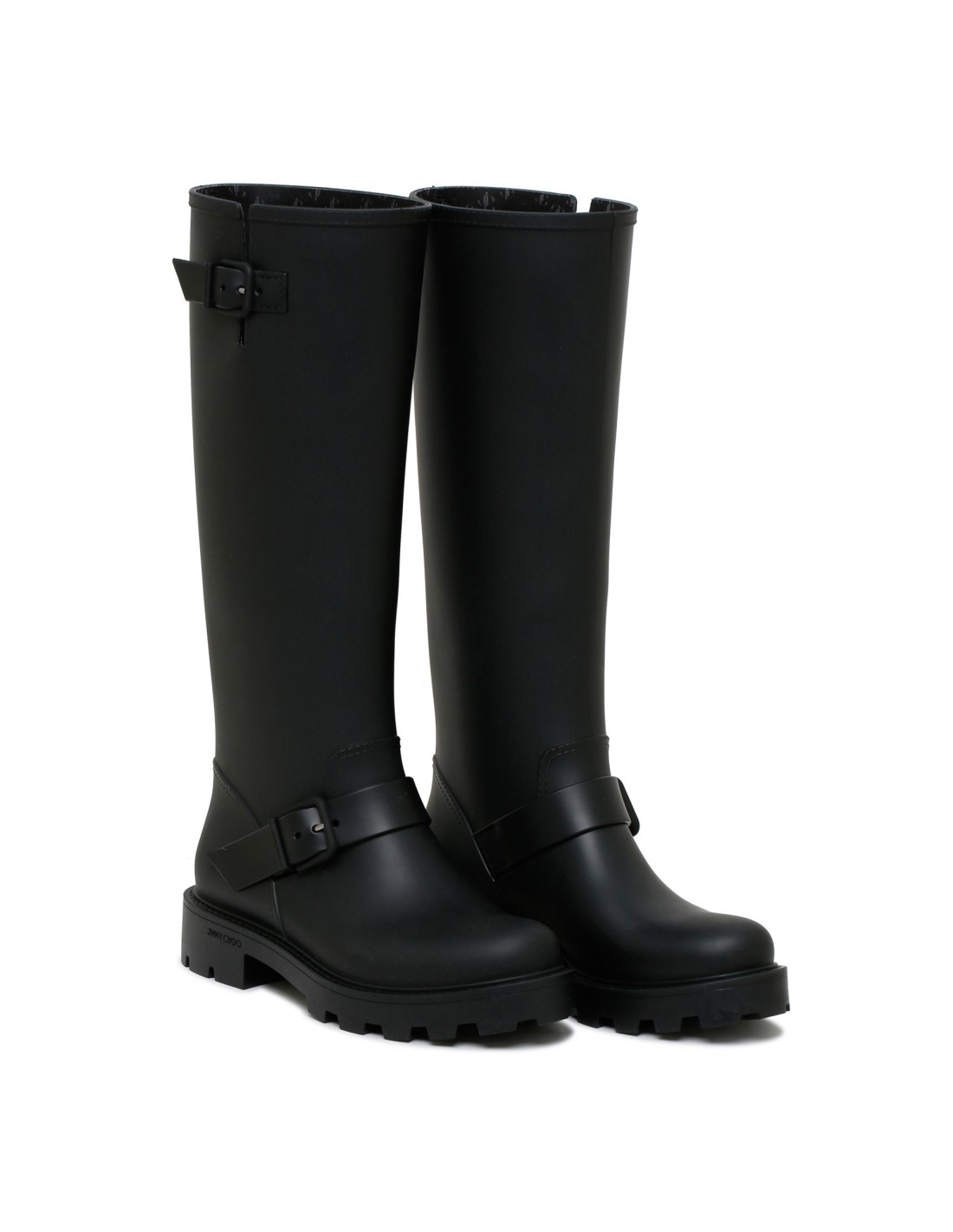 Yael flat tall black rain boots