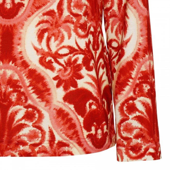 Red abstract print jersey top
