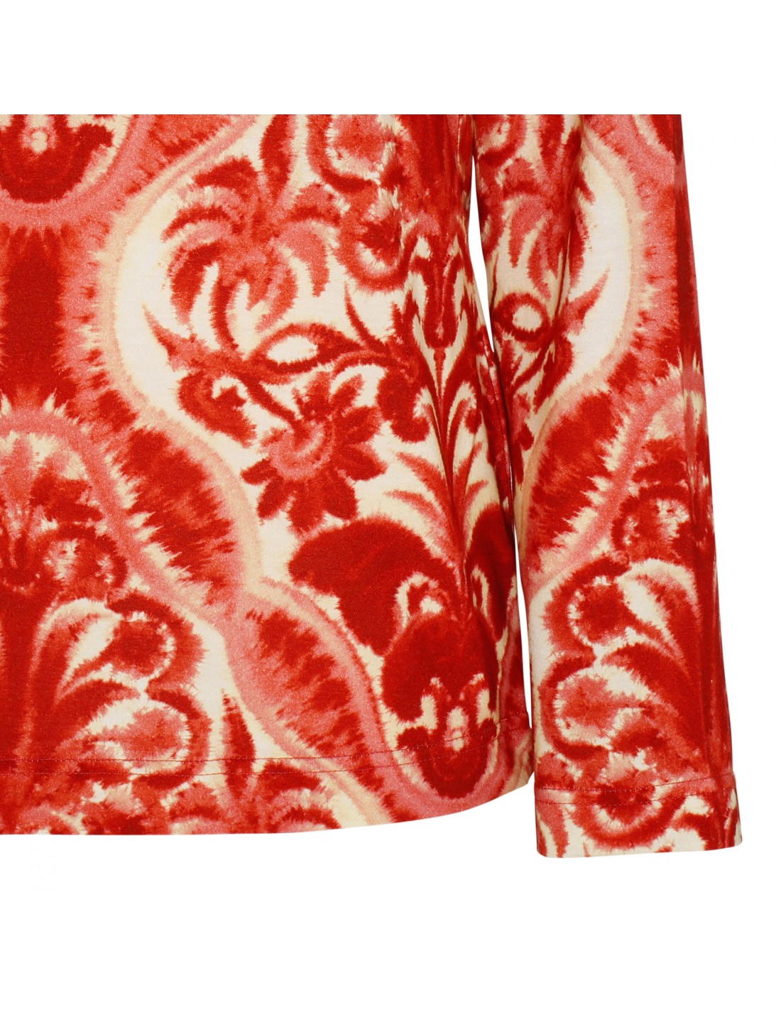 Red abstract print jersey top