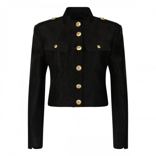 Metallic cropped peacoat...