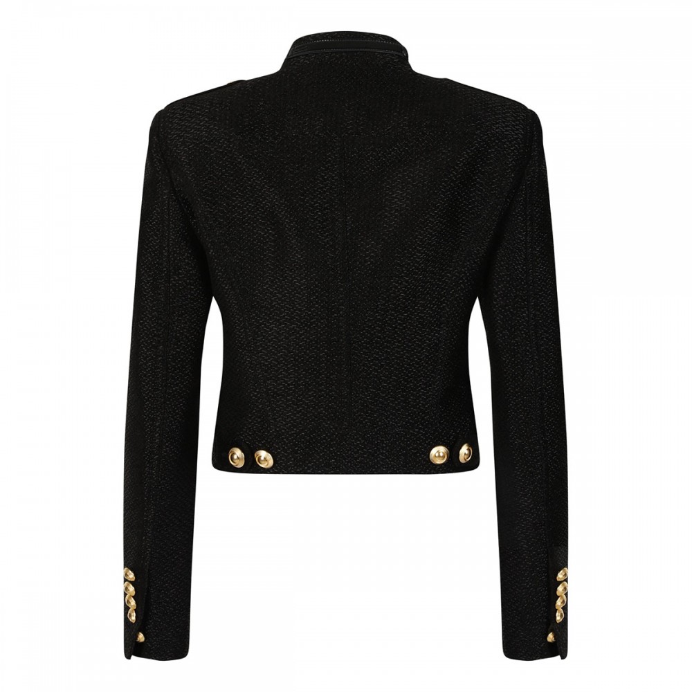 Metallic cropped peacoat jacket