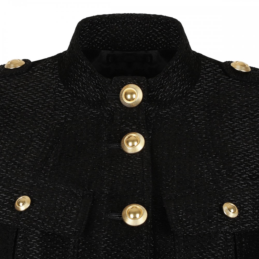 Metallic cropped peacoat jacket