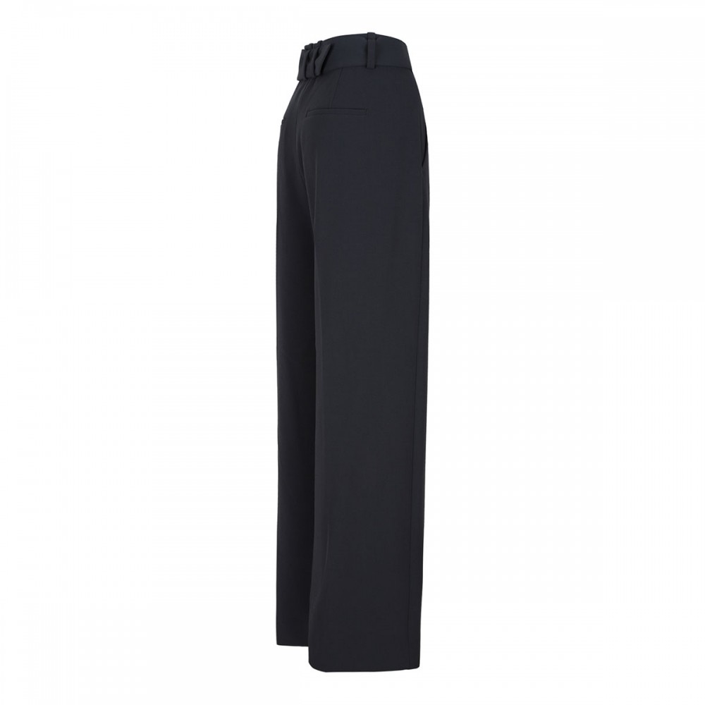 High-waist belted wide-leg