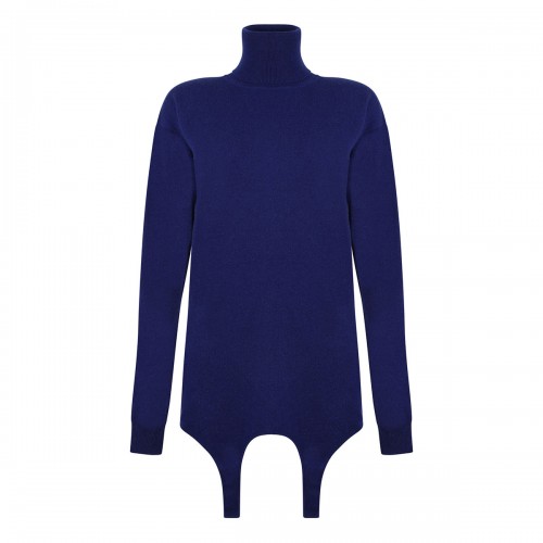Blue cashmere garter sweater