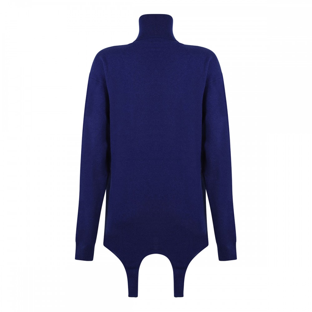 Blue cashmere garter sweater