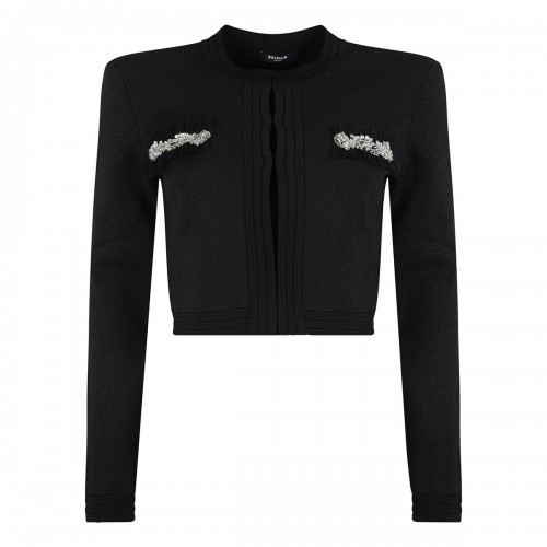 Black knitted viscose cardigan