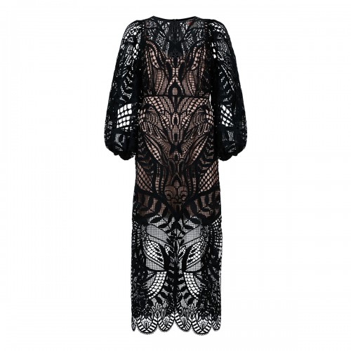 Black Nature guipure midi...