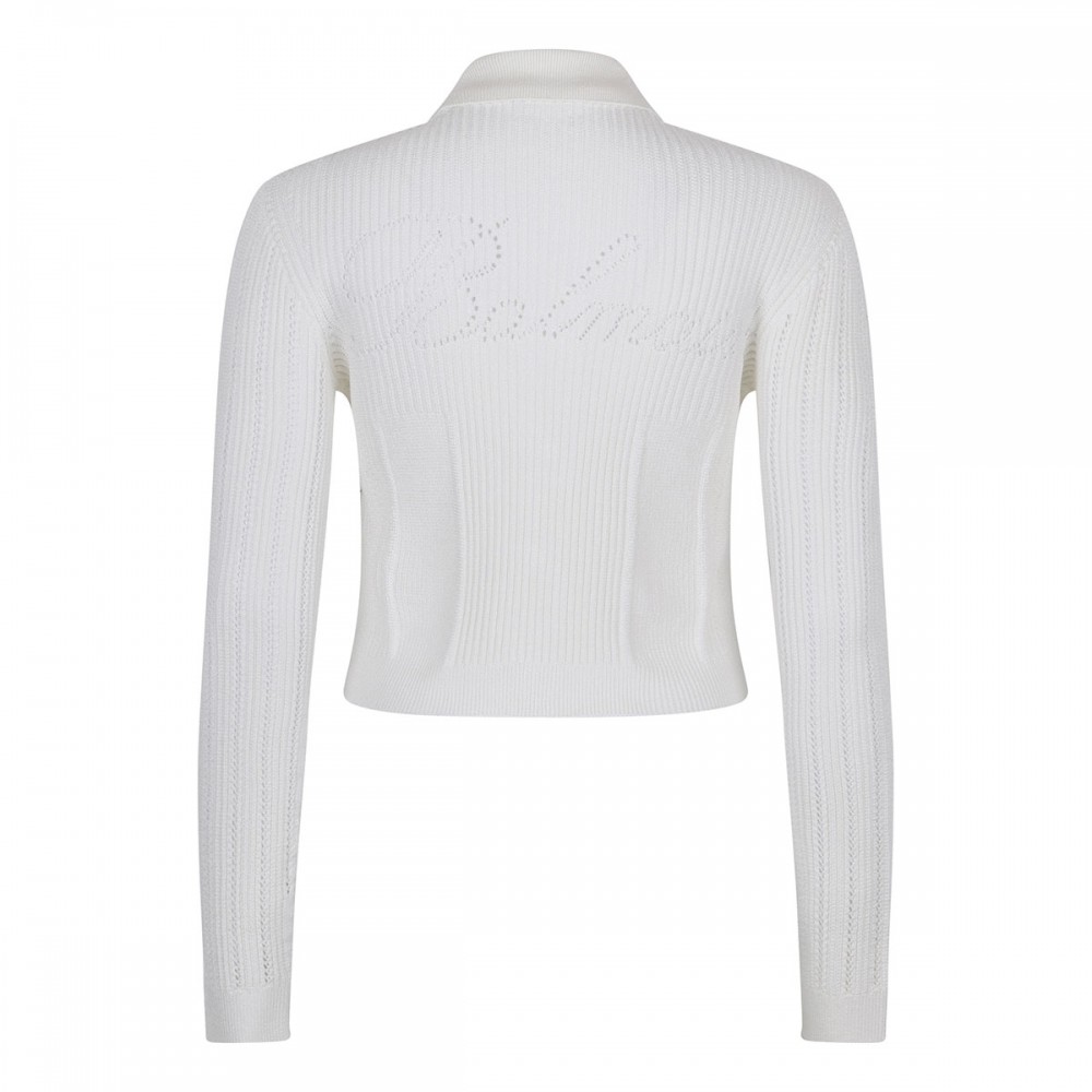 Cropped ribbed knit cardigan