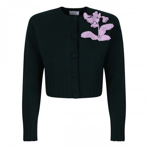 Pine green wool cropped...