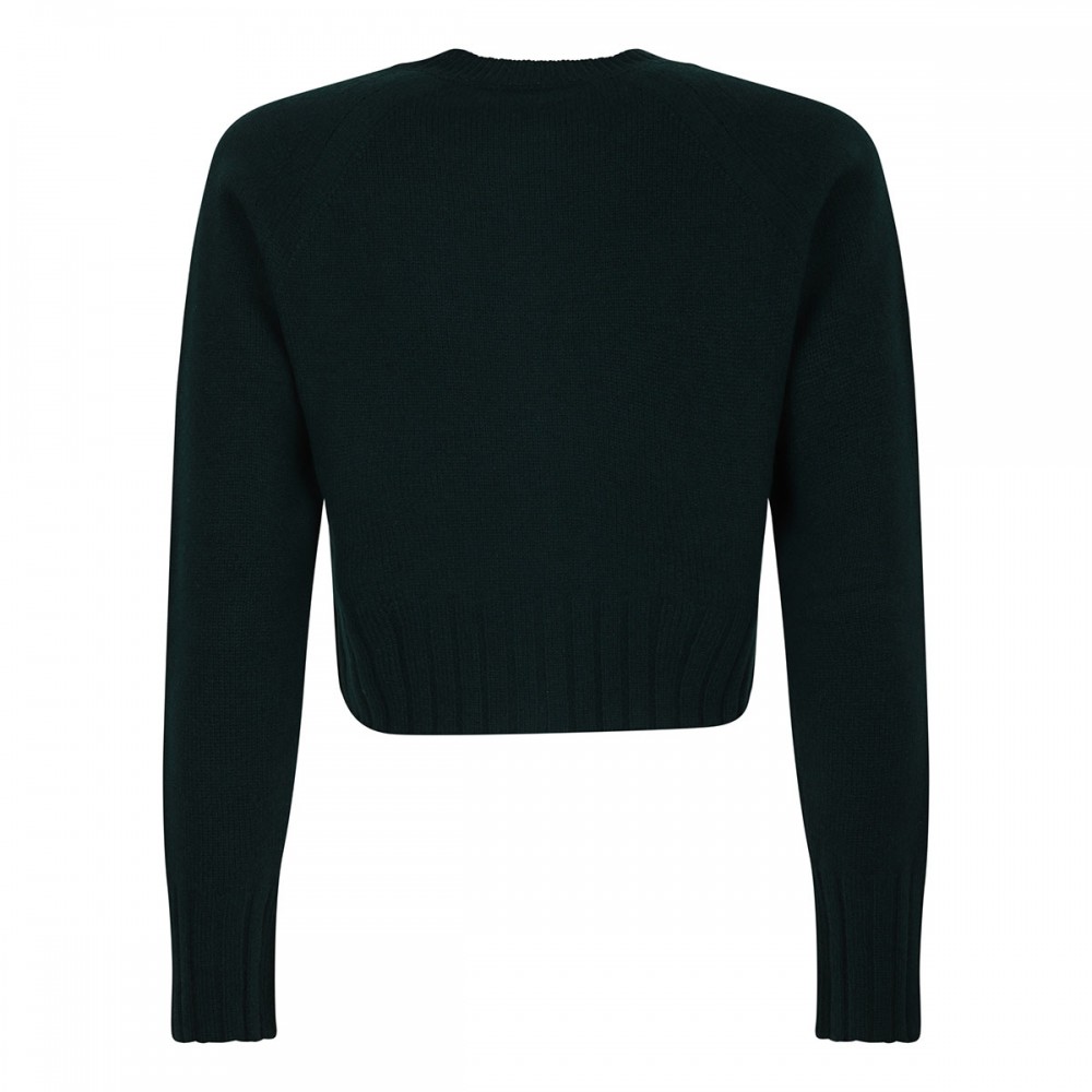 Pine green wool cropped cardigan