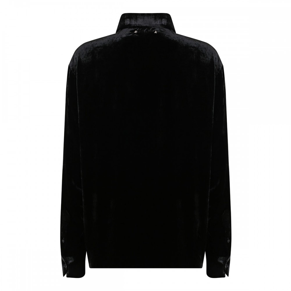 Black velvet effect shirt