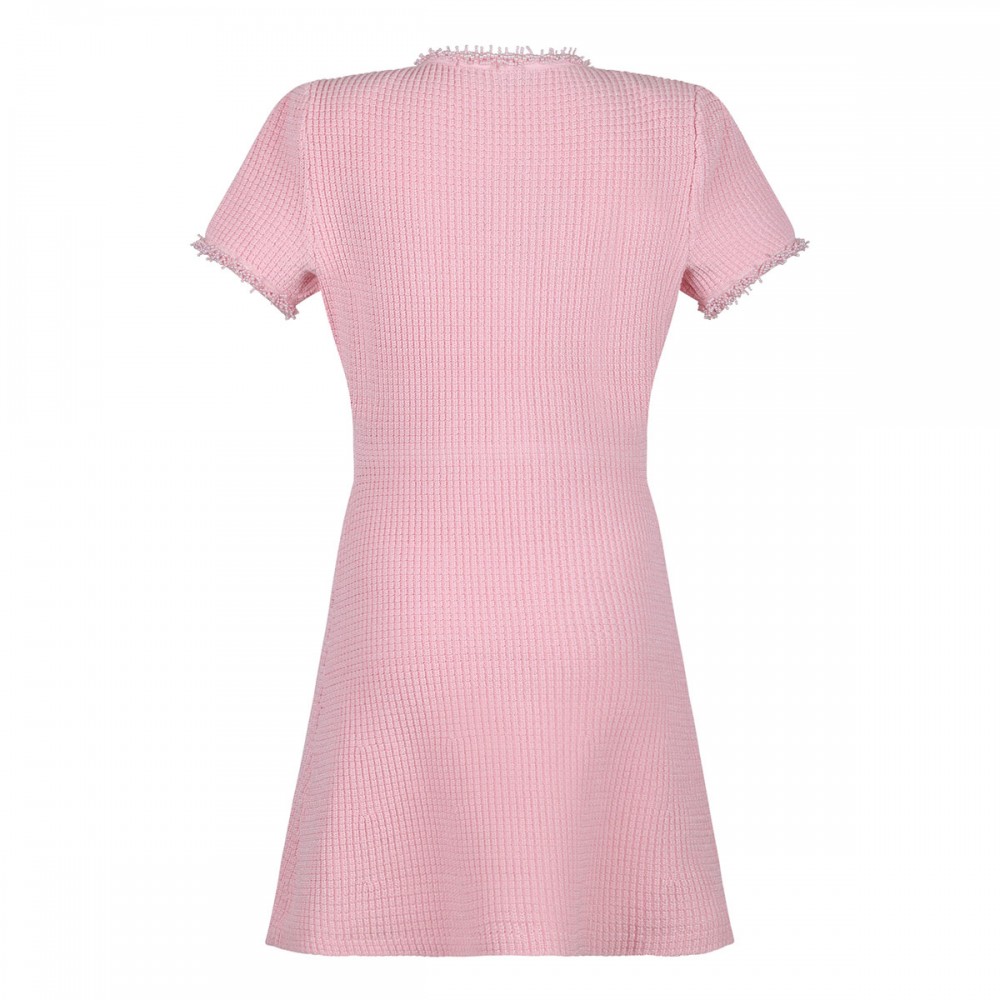 Pink textured knit mini dress