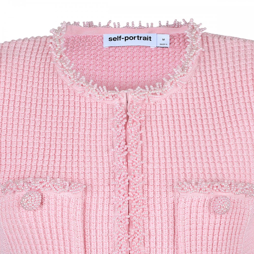 Pink textured knit mini dress